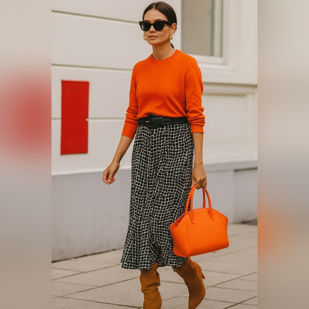 TANJAY🌻Brown Animal Print Maxi A-Line Flare Pull on Skirt sz:M